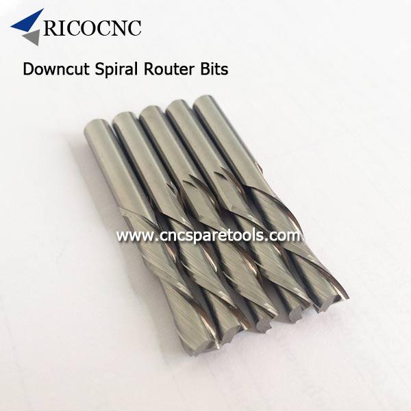 Solid Carbide Left Hand Downcut Spiral Router Bits for MDF Plywood Carving