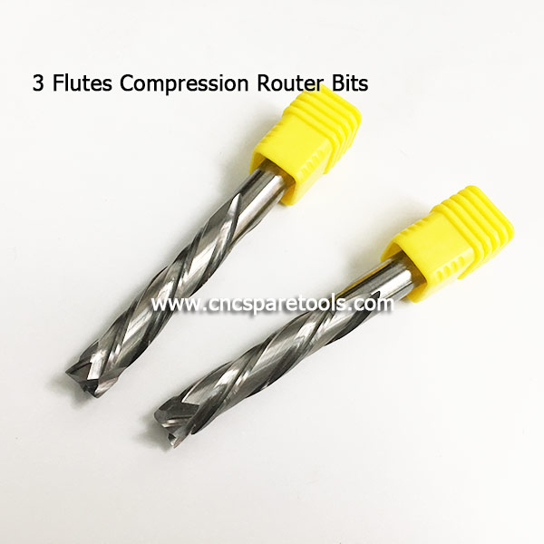 Three Flutes Compression Router Bits Solid Carbide Up Down Cut Spiral End Mill Bits