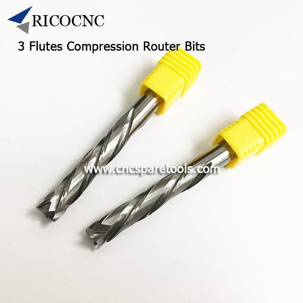 Three Flutes Compression Router Bits Solid Carbide Up Down Cut Spiral End Mill Bits
