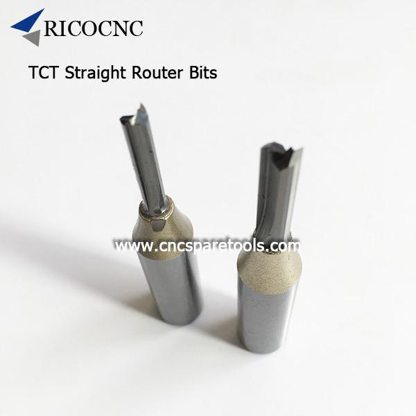 TCT Straight Router Bits Tungsten Carbide Two Straight Flutes Cutters for Woodworking