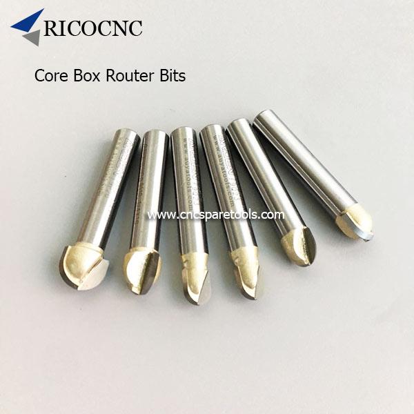 HUHAO 5PCS Round Grooving Carbide-Tipped 2 Flutes Radius Core Box Router Bit 1/4 Shank Woodwroking Router Bit 