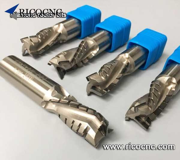 Diamond woodworking router bits